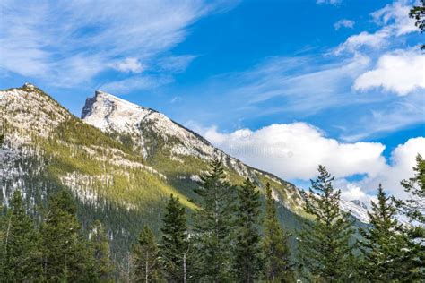 Snow Covered Mount Rundle Mountain Range Banff National Park Canadian