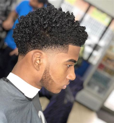 Black Curly Taper Fade Simple Haircut And Hairstyle