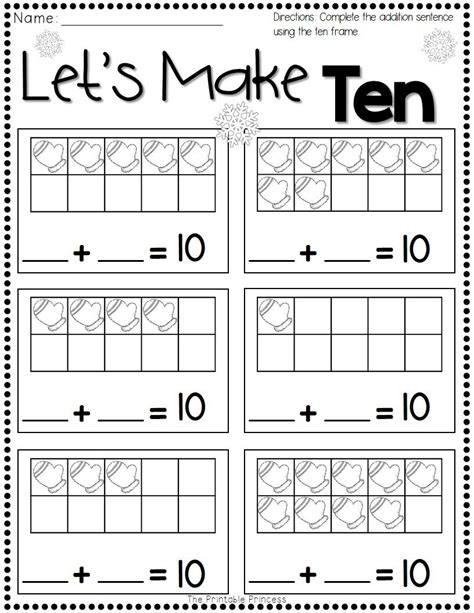 Printable Ten Frame Worksheets