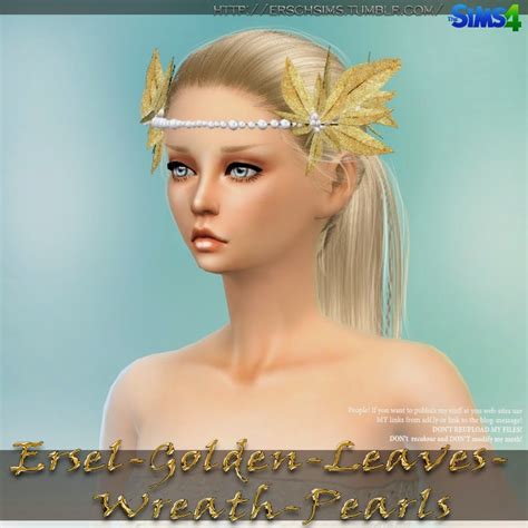 My Sims 4 Blog Golden Leaves Hair Accessories By Ersel