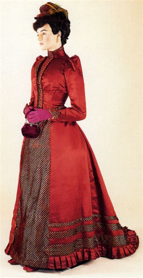 A Red Silk Satin Day Dress With Velvet Panels Which Would