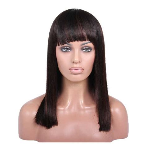 Full Lace Wig Fringe Highlight Color 1b4 Off Black Dark Brown