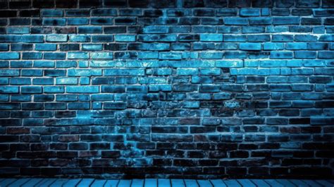 Blue Brick Wall In Dark Background Brick Outer Wall Background