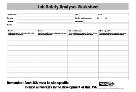 Job Safety Analysis Worksheet Google Search Job Analysis Hazard