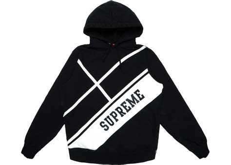 supreme diagonal hooded sweatshirt black ss18