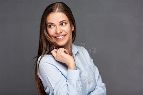 Smiling Young Woman Looking Back Stock Image Image Of White People