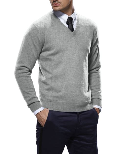 Light Grey Cashmere V Neck Sweater