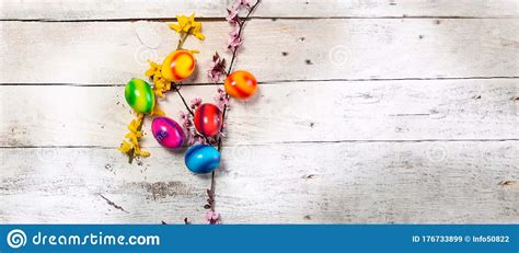 Colored Easter Egg On Wood Background Stock Image Image Of Background