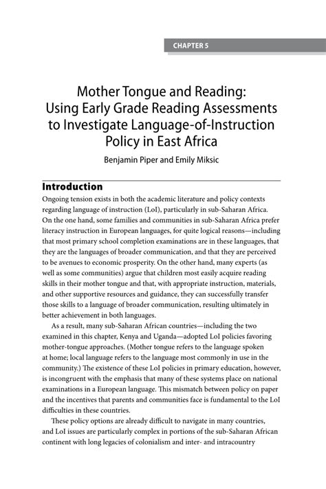 If there aren't any similarities then you. (PDF) Mother tongue and reading: Using early grade reading assessments to investigate language ...