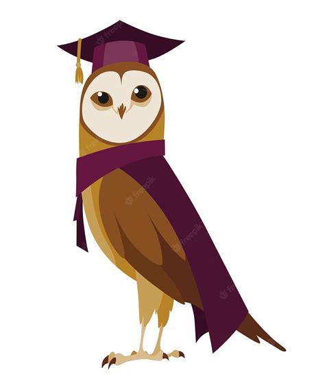 Premium Vector Owl Wearing Graduation Cap Cute Wise Owl With Hat