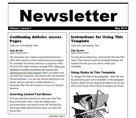 Newsletter Template Newsletter Templates Word
