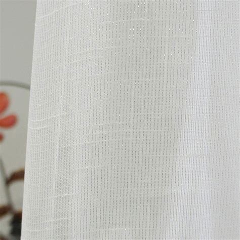 Subtle Silver Textured Sheen White Sheer Voile Curtain