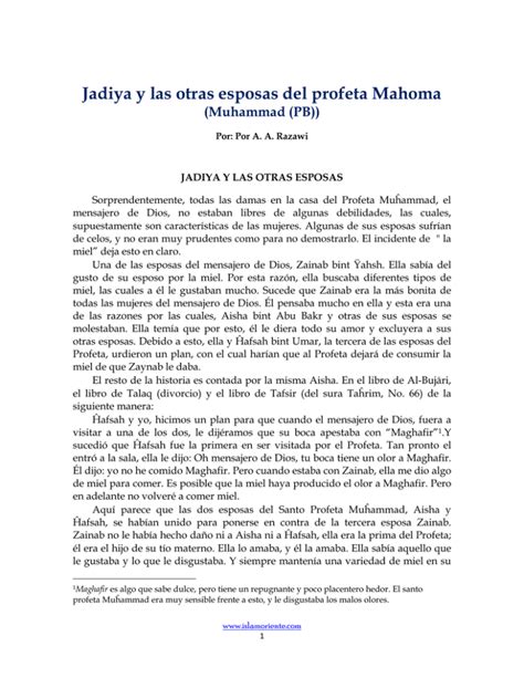 Jadiya Y Las Otras Esposas Del Profeta Mahoma