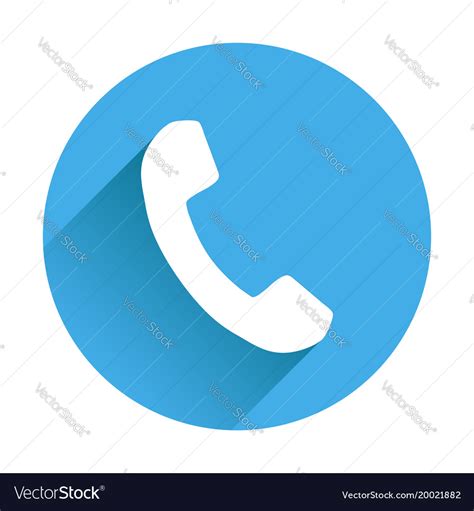 Phone Icon In Flat Style On Round Blue Background Vector Image