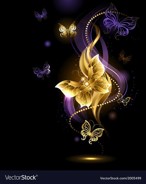 Magic Gold Butterflies Royalty Free Vector Image