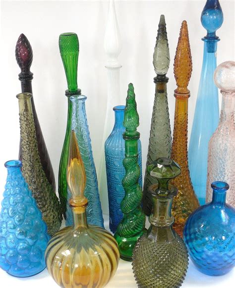 20 Vintage Colored Glass Bottles Homyhomee