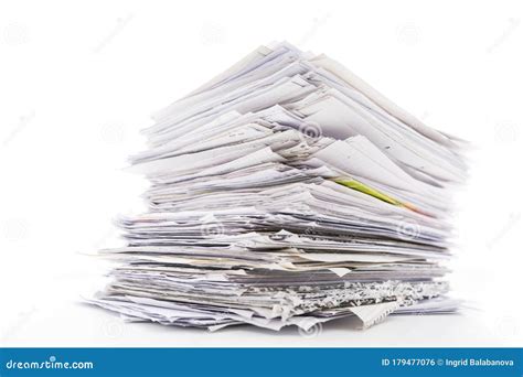 Large Pile Of Waste Paper Isolated On White Stock Photo Image Of