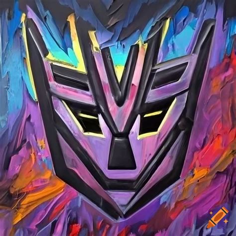 Abstract Knife Painting Of The Decepticon Symbol On Craiyon