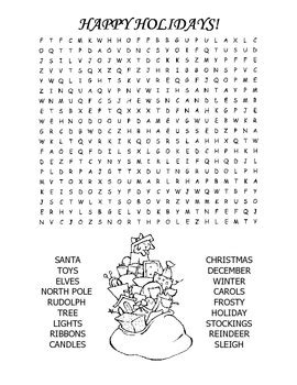 Love for math is a joy that not every child understands. Christmas / Happy Holidays Word Search Puzzle / 2nd Grade ...