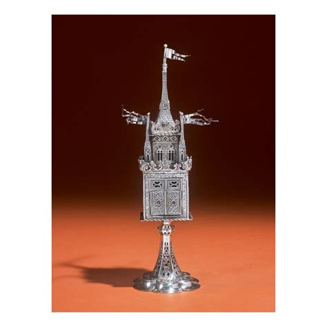 a large german gothic style silver spice tower made by j d schliessner hanau retailed by