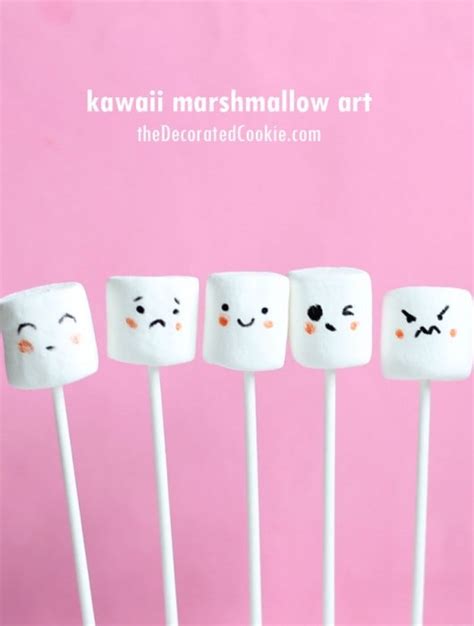 Kawaii Marshmallows Cute Marshmallow Art With Food Coloring Pens