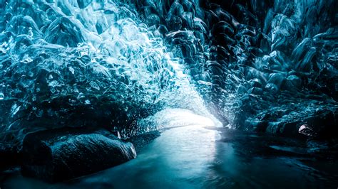 Wallpaper Blue Nature Watercourse Freezing Ice Cave