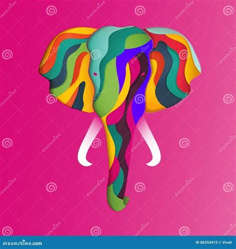 Vector Elephant In Paper Cut Style Abstract Geometric Elephant With