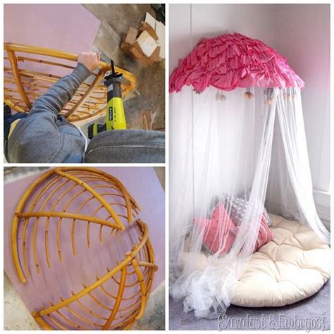 My daughter has always dreamed of having her own library ever since she was little. Papasan Chair into Reading Nook / Canopy! | Reading nook ...