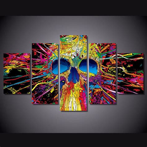 Colorful Skull Canvas Print Wall Art The Force Gallery