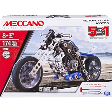 Meccano Erector 5 In 1 Model Building Set Motorcycles 174 Pieces