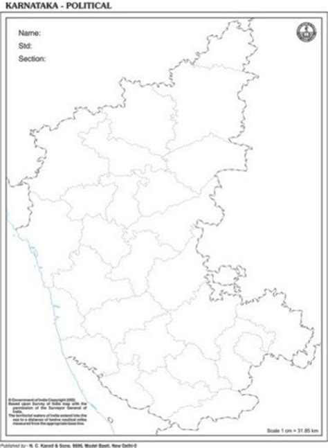 Map of karnataka and kerala. Map Of Karnataka Outline at Rs 90 /piece | Model Basti ...