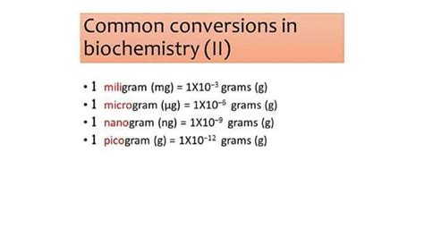 Common Conversions In Biochemistry Biochemistry Laboratory Science