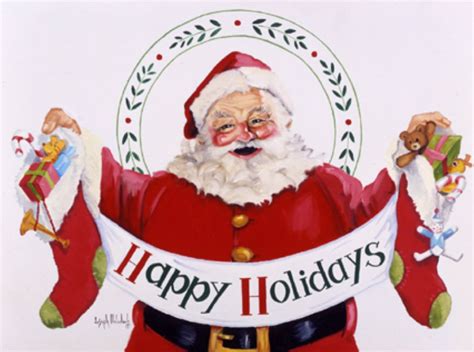 Happy Holiday Santa By Joseph Holodook Santa Canvas Santa Claus Is