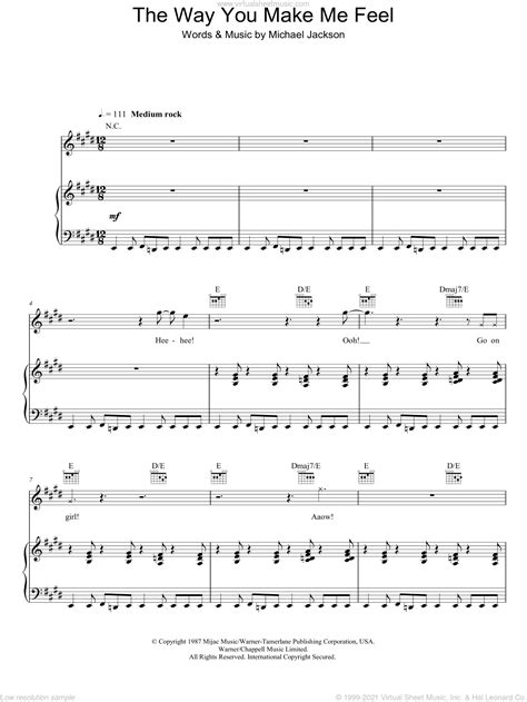 Jackson The Way You Make Me Feel Sheet Music For Voice
