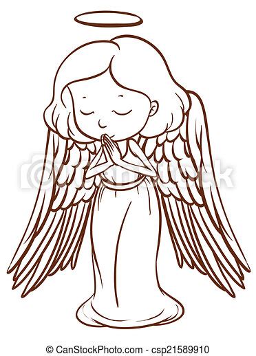 A Simple Sketch Of An Angel Praying Illustration Of A Simple Sketch Of
