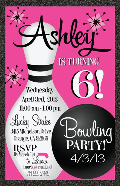 Free Printable Bowling Birthday Invitations | Drevio ...