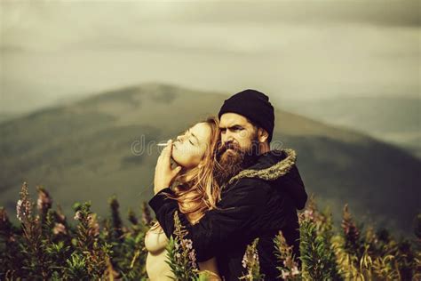 Romantic Couple On Mountain Top Stock Photo Image Of Nature Girl