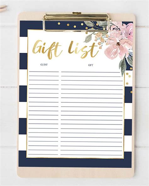 To revisit this article, visit my profile, thenview saved stories. Gift List Bridal Shower Printable Gift Tracker Floral ...