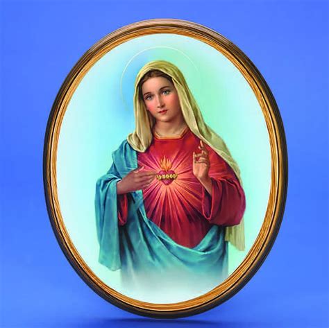 Immaculate Heart Of Mary Oval Picture Sacred Art Framed Prints