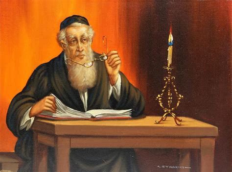 Lot Abraham Straski Rabbi Reading By Candlelight 10 Oil Painting