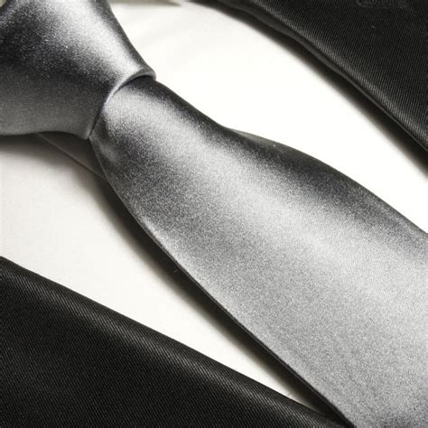 Silver Gray Tie Necktie Silk Solid 360 Order Now Paul Malone Shop
