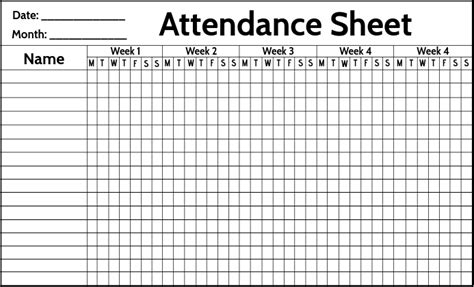 Free Printable Attendance Sheet