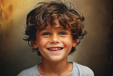 Premium Ai Image Portrait Of Little Boy Wide Smile Close Up Ai Generated