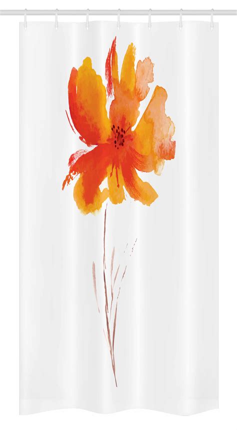 Watercolor Flower Stall Shower Curtain Single Poppy Flower On Plain