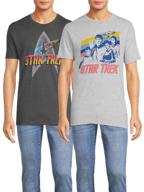 Star Trek Mens And Big Mens Enterprise And Cast Graphic T Shirts 2 Pack