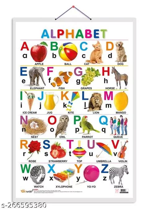 Alphabet Early Learning Educational Chart For Kids 20x30 Inch Non