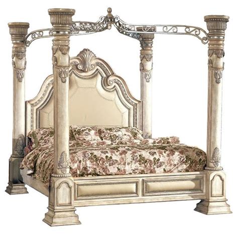 Victorian Style King Size Canopy Bed Antique White Canopy Bed
