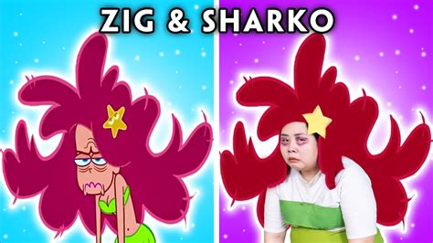 Angry Marina Zig And Sharko With Zero Budget Zig And Sharko Funny