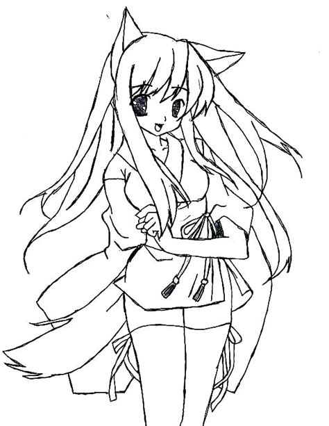 Anime Wolf Girl Coloring Pages At Free Printable