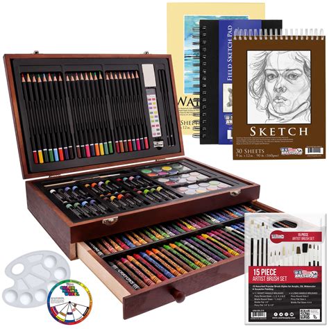 Us Art Supply 162 Piece Deluxe Mega Wood Box Art Painting And Drawing